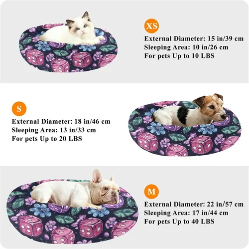Vista 6 de Wudan Pet Cat Bed Anxiety Relief Fluffy Dog Pillow Bed for Medium Size Pets Sleeping XS Cute Lavender Casino