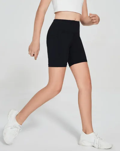 Vista 2 de DEVOROPA Pantalones cortos de compresión para niñas de 5 pulgadas de elastano, elásticos, para gimnasia, yoga, danza, pantalones cortos