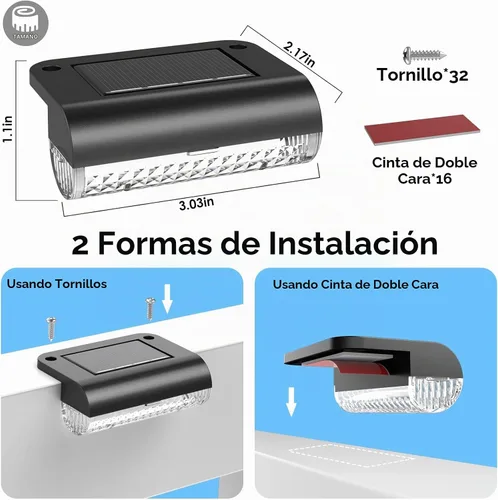 Vista 4 de Mancra Luces solares para exteriores, luces solares para terraza, iluminación exterior impermeable para patio, valla, escaleras, postes Blanco cálido