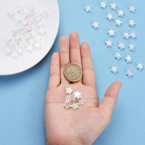 Vista 6 de 400 cuentas de corazón de acrílico AB para hacer joyas, bonitas cuentas para collares, cuentas espaciadoras estéticas únicas, abalorios a granel