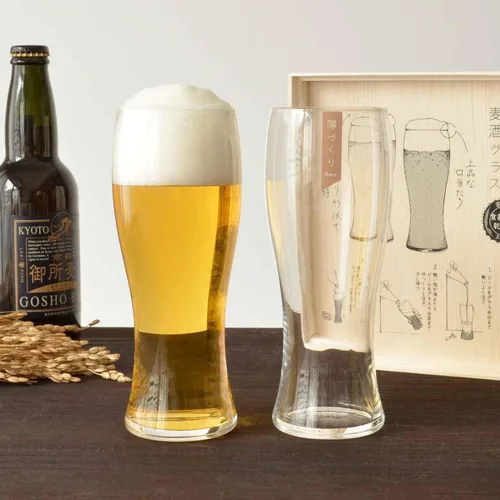 Vista 5 de Toyo Sasaki - Juego de 2 vasos de vidrio para cerveza, 13.8 fl oz (13.4 fl oz), juego de 2 x 12 (caja se vende como estuche), puedes disfrutar