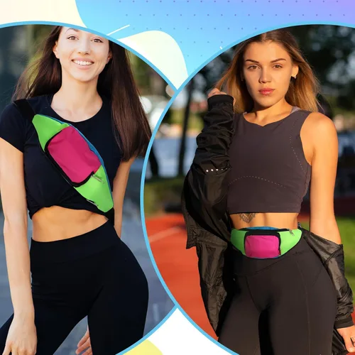 Vista 5 de Riñonera ajustable retro con dos bolsillos, riñonera de neón retro de los años 80 para festivales de vacaciones de los años 80 para mujeres y hombres