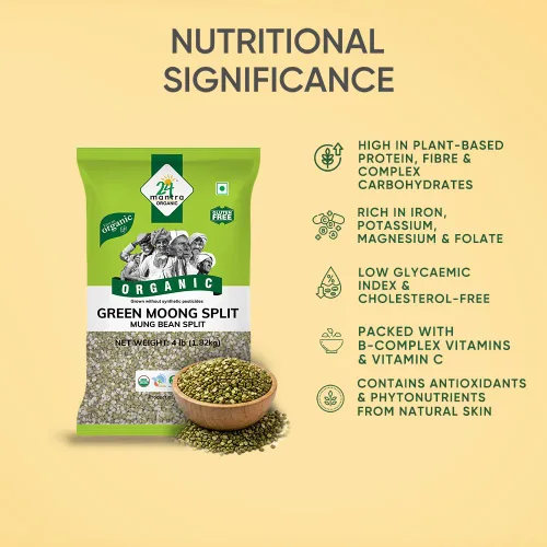 Vista 2 de 24 Mantara 24 Mantra Organic Green Moong Dal - 4 Lb, ()