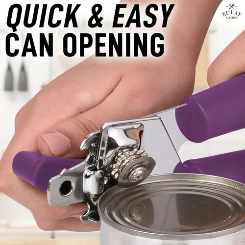Vista 3 de Zulay Kitchen Abrelatas de mano – Abrelatas manual duradero cuchillas de acero inoxidable de corte de borde liso – Abrelatas manual de servicio