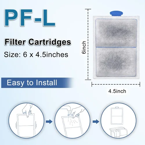 Vista 4 de driamor Paquete de 6 cartuchos de filtro PF-L, cartucho de filtro de acuario para pecera con zeolita compatible con filtros de alimentación PF20
