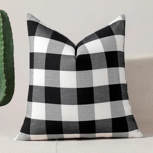 Vista 27 de vctops Fundas de almohada decorativas a cuadros azules de 12 x 20 pulgadas, funda de cojín lumbar de guingán para sofá, dormitorio