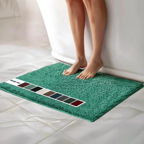 Vista 73 de Muddy Mat Alfombras de Baño de Chenilla de Microfibra de Secado Rápido Antideslizantes Lavables, Extra Gruesas, Suaves y Altamente Absorbentes Gris