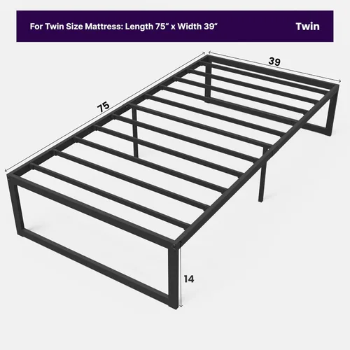 Vista 2 de NapQueen Alpha - Marco de cama de plataforma de metal resistente de 14 pulgadas, fácil montaje, resistente y soporta hasta 2800 libras