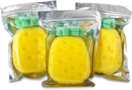Vista 7 de Esponja de ducha con forma de piña para todos, bebés, niños y niños pequeños (piña)
