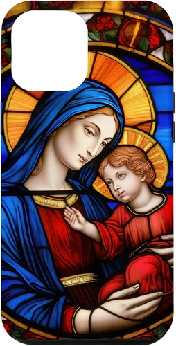 Vista 25 de Blessed Virgin Mary and Jesus Christ Stained Glass Case for iPhone 16