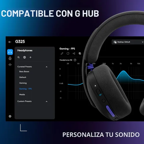 Vista 10 de Logitech G Auriculares inalámbricos Bluetooth 325 Lightspeed para juegos, comodidad durante todo el día, micrófono integrado con reducción de ruido