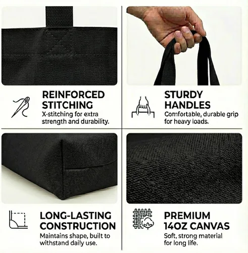 Vista 5 de Bolsa de lona extragrande - La más grande reutilizable para comestibles Premium Big Reusable Grocery Shopping Heavy Duty Sturdy Foldable Flexible