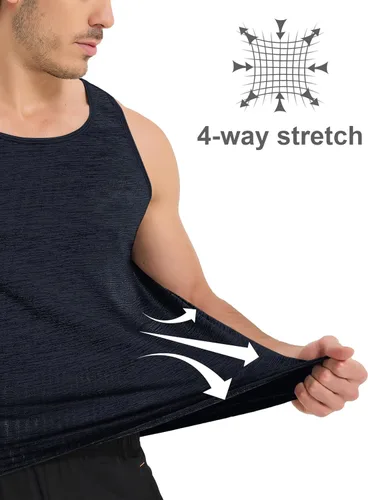 Vista 5 de MAGCOMSEN Camisetas sin mangas para hombre, de secado rápido, para entrenamiento, gimnasio, musculación, camiseta atlética para culturismo