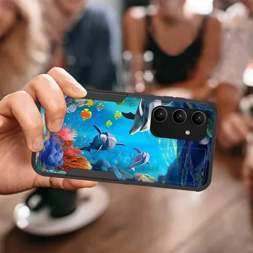 Vista 739 de Funda para Galaxy A14 5G, resistente de doble capa híbrida de policarbonato duro, goma suave, a prueba de golpes, funda protectora resistente