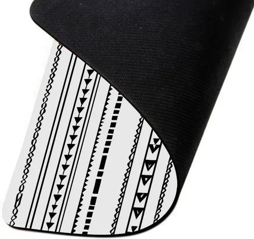 Vista 5 de IBILIU Alfombrilla de mouse bohemia geométrica, triángulo, rayas de espiga en blanco y negro, rectangular, base de goma antideslizante, alfombrilla