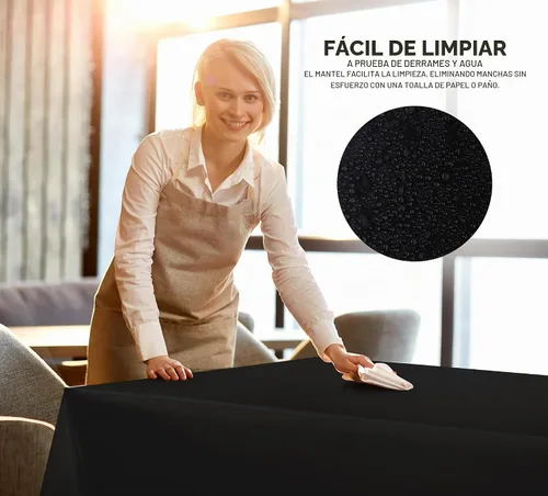 Vista 6 de Utopia Kitchen Mantel de plástico desechable (paquete de 6 unidades, 54 x 108 pulgadas), mantel rectangular negro, impermeable, resistente a