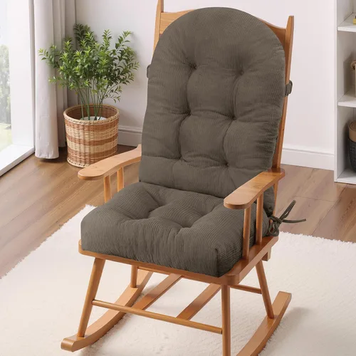 Vista 22 de Cojín para Silla Mecedora - Tela de Chenilla, Esponja de Alta Densidad, Almohadillas de Asiento Copetudas Antideslizantes y Duraderas con Lazos