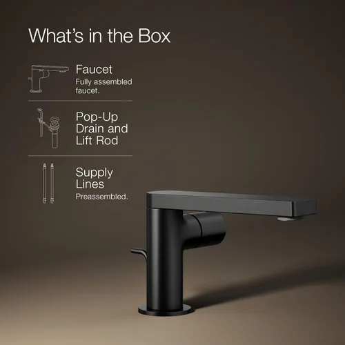Vista 13 de Kohler 73050-7-BL Composed Grifo de lavabo de baño con mango cilíndrico, 1.2 gpm, negro mate