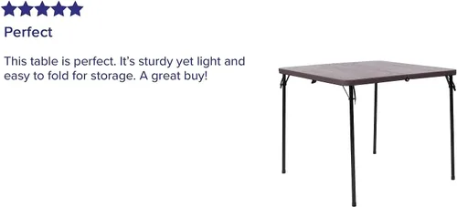 Vista 4 de Flash Furniture - Mesa plegable cuadrada de plástico de madera marrón granito de 2.83 pies con asa de transporte
