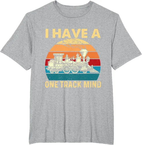 Vista 39 de Camiseta con texto en inglés "I Have A One Track Mind - Trainspotter Model Train Railroad, Negro, S