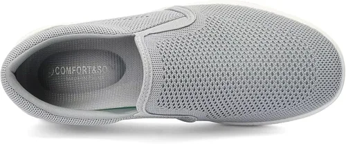 Vista 4 de Puxowe Zapatos sin cordones para caminar para hombre, con cojín de aire, tenis casuales de malla, zapatos deportivos de trabajo