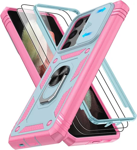 Vista 67 de Gritup Funda para Google Pixel 6 con cubierta deslizante para cámara y protector de pantalla (2 unidades), soporte de anillo giratorio 360°, funda