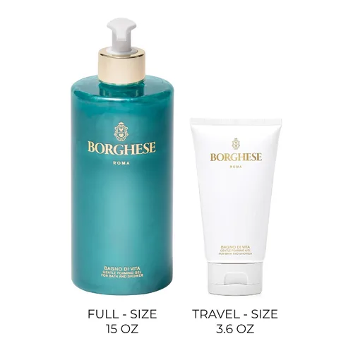 Vista 6 de Borghese Bagno di Vita Gel de baño y ducha suave espumoso - Gel de baño hidratante de aromaterapia con tomillo, manzanilla y aceite de almendras