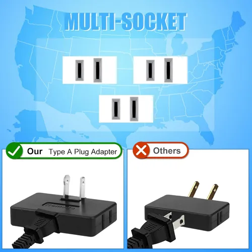 Vista 3 de Romeda Paquete de 3 Extensores de Tomacorriente de Pared Plana de CA Adaptador de Enchufe Plano, Adaptador de Pared Plegable de 3 Vías Multi Enchufe