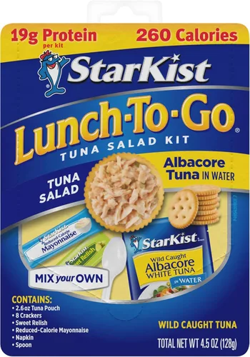 Vista 16 de StarKist Lunch-To-Go Albacore Mezcla tu propia ensalada de atún, kit de 4.5 onzas, 1 paquete 0.67 oz de proteína por porción, listo para comer
