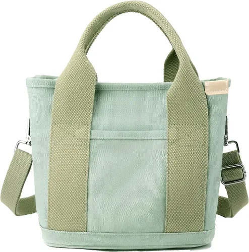 Vista 4 de SUNNY SHOP Bolsos cruzados para mujer, bolsa de lona con cremallera, organizador de bolsillos, bolsa de almuerzo para mujer, bolso pequeño de hombro