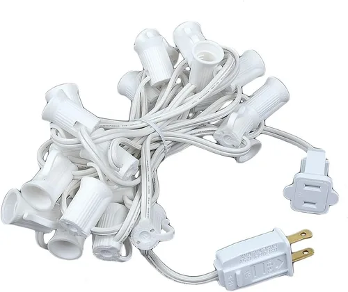 Vista 9 de Novelty Lights Cadena de luces de Navidad C7 de 25 pies para exteriores, tira de luces para patio, base de candelabro (C7/E12), espacio de 12 Blanco