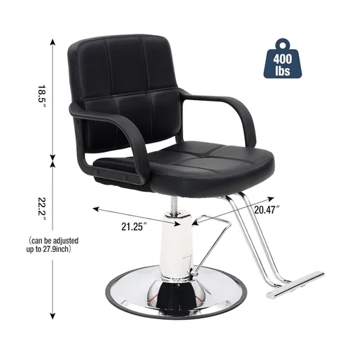 Vista 2 de Tatub Sillas de peluquería de 360° para peluquería, silla giratoria de alta resistencia con bomba hidráulica con altura ajustable, equipo de salón