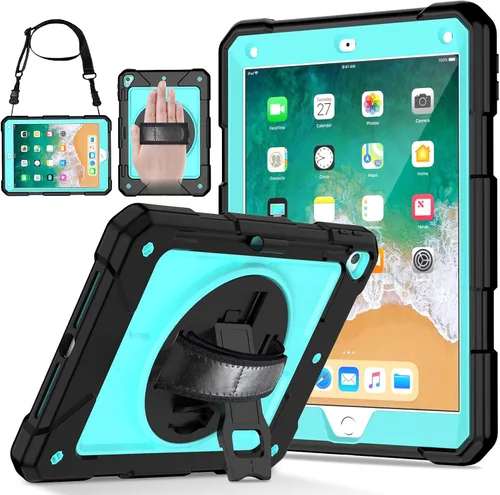 Vista 9 de LTROP Funda Protectora para iPad de 6ª/5ª Generación y iPad Air 2, Funda para iPad de 9.7 Pulgadas con Correa para el Hombro, Soporte