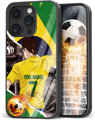 Vista 17 de Fundas personalizadas con nombre y número de fútbol para iPhone 11, 12, 13, 14, 15, 16, 17, 16 Pro Max Plus Mini, Samsung Galaxy Note10 Note20 S8 9