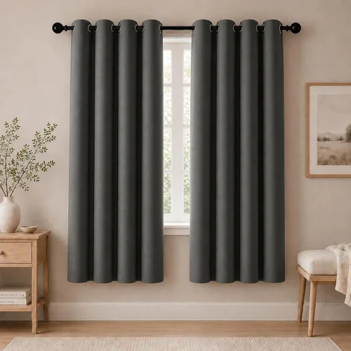 Vista 103 de Cortinas de oscurecimiento de habitación de 45 pulgadas de largo para dormitorio y sala de estar, cortinas térmicas aislantes con ojales