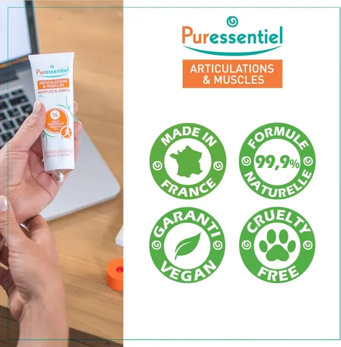 Vista 4 de Puressentiel Gel para músculos y articulaciones, gel calmante para alivio muscular y alivio de rodilla, gel refrescante para alivio de pies, gel