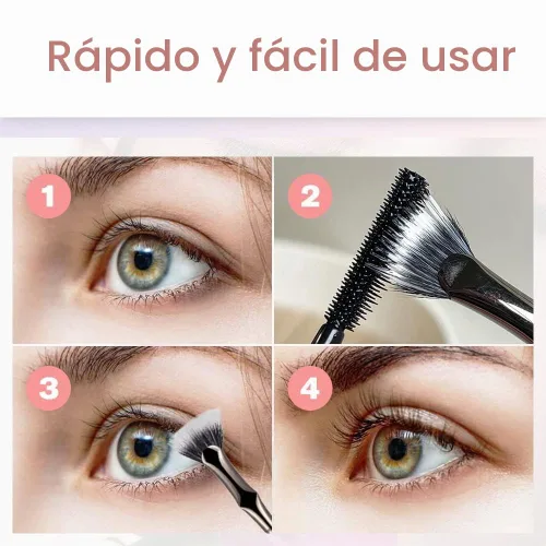 Vista 2 de Cepillo de pestañas festoneado de ángulo plegable – Herramienta separadora de pestañas – Cepillo de abanico de rímel en ángulo con forma de abanico