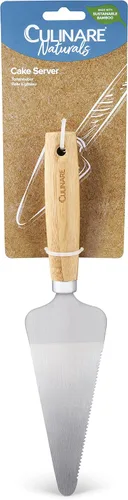 Vista 2 de Culinare Naturals C70011 - Cortador de tartas Bambú sostenible/acero inoxidable (L) 10.630 in x 2.559 in Cortador de pasteles, cortador
