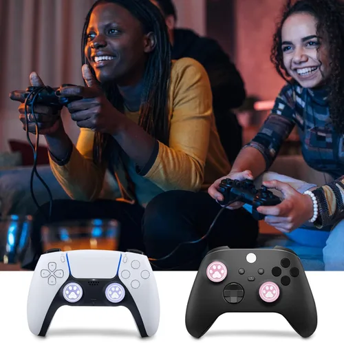 Vista 2 de DLseego 6 tapas de agarre de pulgar para Xbox One X S PS5 PS4 PlayStation DualSense Switch Pro Wireless Controller Steam Deck, silicona suave