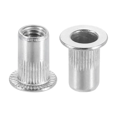 Vista 9 de uxcell M3 304 Tuercas de remache de acero inoxidable Inserto de cabeza plana 10 PC