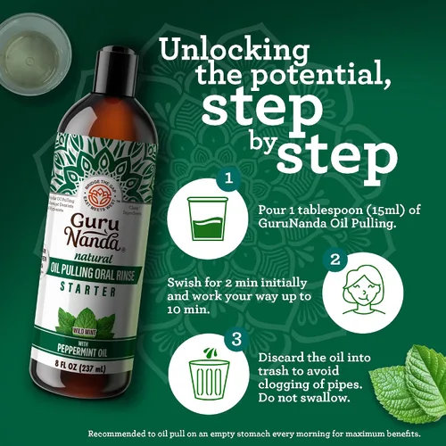Vista 5 de GuruNanda Cuidado dental de aceite de coco: tiras blanqueadoras + extracción de aceite – Ayuda a iluminar los dientes, refrescar el aliento, encías