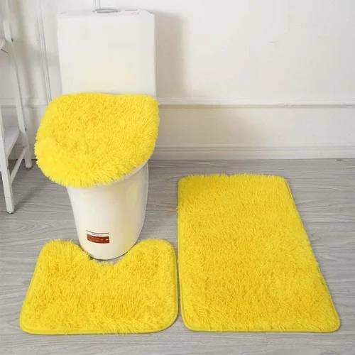 Vista 16 de Juego de 3 tapetes de baño para baño, suaves, antideslizantes, suaves, en forma de U, tapete para inodoro, tapete de baño y tapa de inodoro