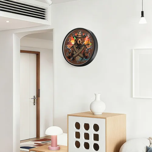 Vista 6 de Silent Non-Ticking Battery Operated Clock Luminous Voice-Activated Clocks Sunset Cowboy Beer Retro 12 Inch for Office, Home, Bathroom, Kitchen