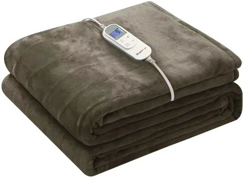 Vista 8 de Wapaneus Manta térmica eléctrica con bolsillo para los pies, con 10 niveles de calefacción y 4 ajustes de temporizador, 4 horas de apagado