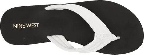 Vista 5 de NINE WEST Sandalias de cuña Spins para mujer, Blanco