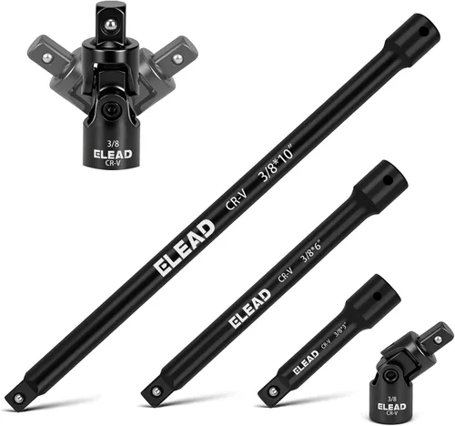 Vista 15 de Juego de 4 barras de extensión para dados de 1/4 de pulgada, 2, 4, 6 pulgadas, juego de extensión profesional, junta universal para dados de 1/4