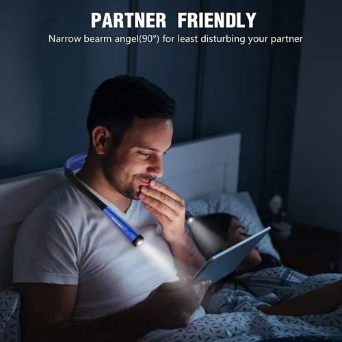 Vista 6 de Glocusent Luz LED de lectura para el cuello, luz de libro para leer en la cama (paquete de 2)