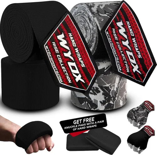 Vista 26 de WYOX Boxing Hand Wraps Inner Gloves, Elasticated Thumb Loop Bandages Mexican Style Under Mitts Wrist Wrap Protection Muay Thai MMA Kickboxing