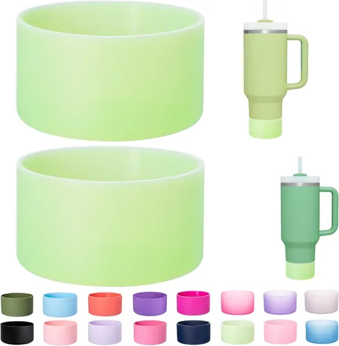 Vista 30 de Paquete de 2 botas de silicona para Stanley Cup de 30 oz y 40 onzas, protector inferior antideslizante y reductor de ruido, cubierta base de vaso