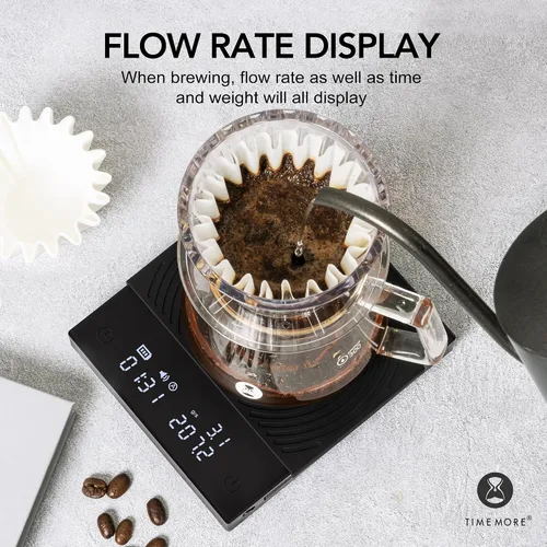 Vista 2 de Báscula de café TIMEMORE Black Mirror Basic 2 con temporizador, báscula de cocina de alta precisión de 2kg/0.1g, báscula de café expreso con función